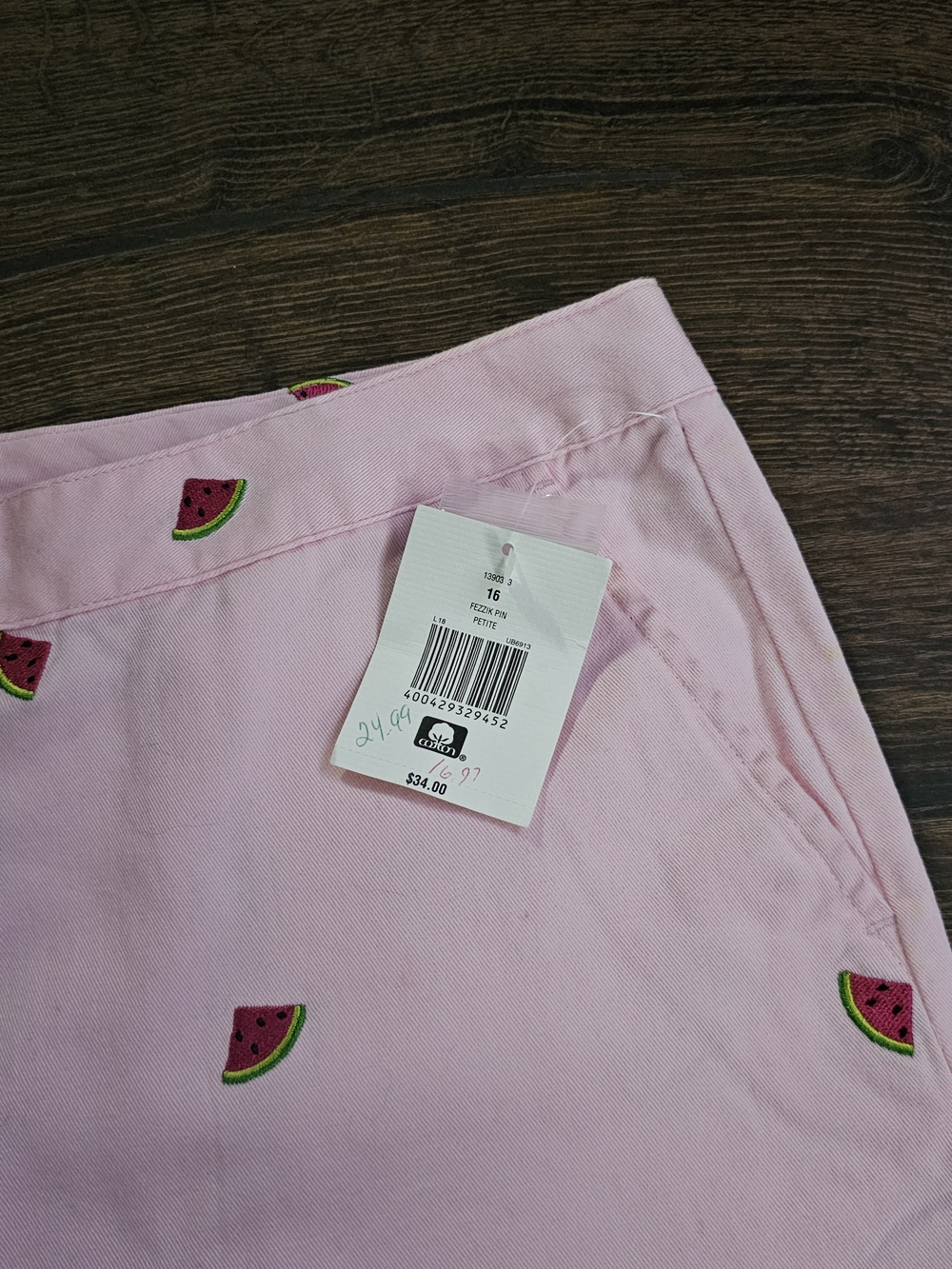 Kim Rogers Women's Pink w/Watermelon Embroidered Accent Cotton Capri Pants 16 P - Picture 4 of 7